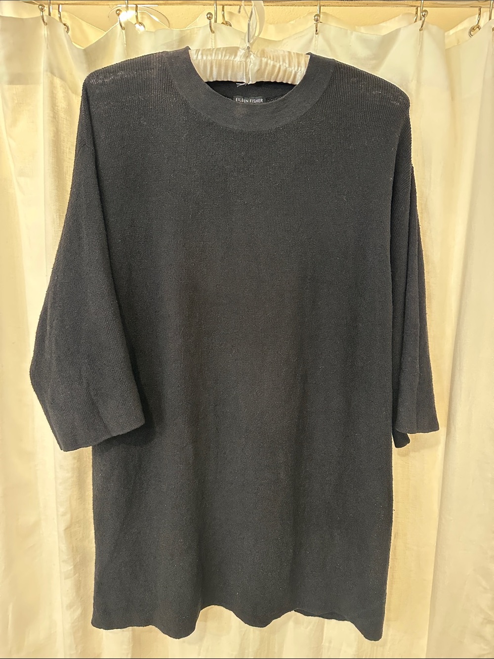 Eileen Fisher Black Crewneck Linen Sweater